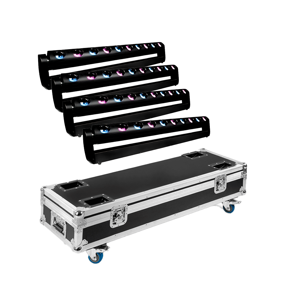 PACK 4 Unidades Bar Beam 10 x40 RGBWA com Flight Case